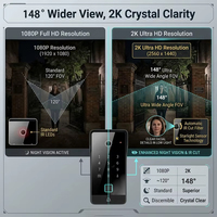 Sistema de Videoportero Hiwink 2K de 2 Cables, Teléfono Inteligente WiFi para Puerta con Identificación Facial, Huella Dactilar, NFC, Tuya, Alexa, 8 Monitores, IP65, para Viviendas