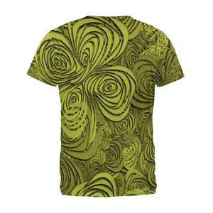 Camiseta con estampado en espiral abstracto verde, camiseta informal de manga corta para hombre - Product Image 1