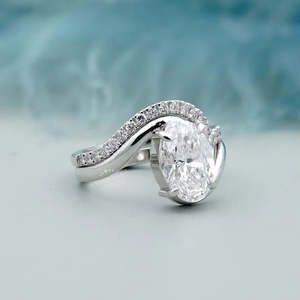 Oval Bypass Engagement <b>Ring</b> with Round Lab Grown <b>Diamond</b> Wedding Band <b>Diamond</b> <b>Rings</b> Collection - Product Image 2