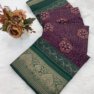 Royal Look diseñador indio étnico Dola seda Saree último tradicional exclusivo elegante fiesta nupcial tendencia Setter para mujeres - Product Image 1