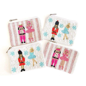 Monedero Bordado con Cuentas de Semillas, Monedero con Bordado de Cuentas con Temática de Nochebuena por MD HANDICRAFTS - Product Image 1