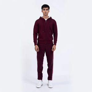 Top qualité 2024 arrivée hommes couleur marron fermeture éclair unie 100% coton survêtement ensemble en bas quantité minimale de commande hommes léger été survêtement - Product Image 4