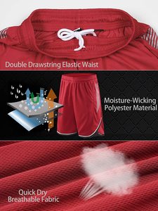 กางเกงขาสั้นกีฬาบาสเก็ตบอลผ้าลูกฟูกสำหรับผู้ชายกางเกงขาสั้นผ้ายืดแบบผูกเชือกเอวสีพื้นออกแบบได้ตามต้องการเป็นมิตรกับสิ่งแวดล้อม - Product Image 5
