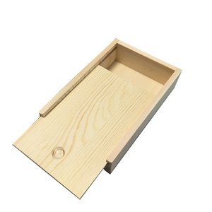 Venta al por mayor caja de madera sin terminar recuerdo y almacenamiento de regalos con tapa deslizante para decorar y personalizar la caja de embalaje - Product Image 1