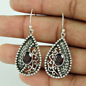 Pendientes de piedras preciosas granate de corte ovalado étnico bohemio a la moda, pendientes bohemios Vintage con gota de agua única, joyería para mujeres y niñas - Product Image 2
