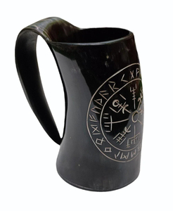 Tazas de cuerno talladas a mano auténticas-100% recipientes para beber cuerno de búfalo de agua genuina para hidromiel, whisky y bebidas especiales - Product Image 1