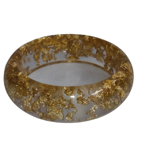 Bracelet en résine transparente avec incrustation de feuilles d'or, style luxueux, épais et transparent, en acrylique, avec accents de feuilles d'or scintillantes, durable - Product Image 3