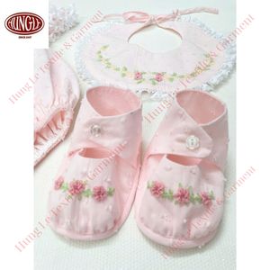 Customization Fabric Baby Booties With Floral Hand Embroidery Decoration - Only Booties - Product Image 1