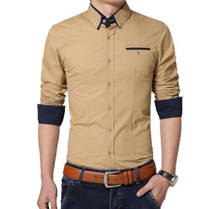 2025 nouvelle arrivée hommes décontracté travail robe chemises grande taille col montant à manches longues 100% Polyester respirant été - Product Image 4