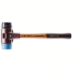 Marteau à tête souple SIMPLEX, blanc/bleu, TPE, bois, longueur 490 mm, diamètre de la tête 80 mm, caoutchouc moyen-dur noir, marteau de percussion HALDER - Product Image 3