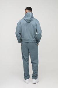 Vente en gros Ensemble 2 pièces de luxe avec sweat à capuche et pantalon de survêtement personnalisés avec fermeture éclair complète Ensemble homme avec logo personnalisé imprimé pour femme - Product Image 2