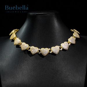 Vente flash Collier ras du cou cubain en argent sterling 925 de 10 mm en forme de cœur pour femmes Style hip-hop Mariage Moissanite - Product Image 1