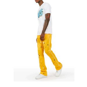 Streetwear ผู้ชายกางเกงเหงื่อ Joggers ซ้อนโลโก้ที่กําหนดเองผ้าฝ้าย 100% OEM ผู้ชายซ้อน Joggers พร้อมกระเป๋า - Product Image 6