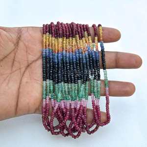 4mm Naturel Multi Pierres Précieuses Perles Émeraude Rubis Saphir Facettes Rondelle Perles Pour Bijoux En Gros Fantaisie Perles Vente - Product Image 3