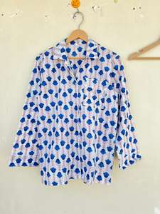 Pijama de Algodón Popelín 100% Hecho a Mano en India, con Estampado Floral de Lujo, Transpirable, Suave, Informal, Elegante, para Otoño y Verano - Product Image 2