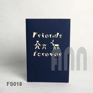 Tarjeta de felicitación de papel con estampado dorado Friends Forever, forma rectangular, estilo sencillo hecho a mano FS018 - Product Image 1