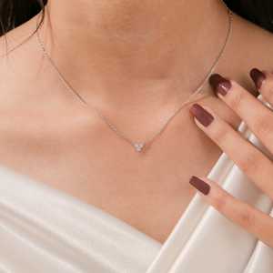 Collar Trio con Diamante Natural de 0.15 CT, Colgante Delicado para Mujer, Joyería Fina Clásica y Minimalista para Uso Diario y Fiestas - Product Image 6