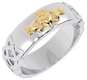 Anillo de compromiso Claddagh chapado en platino con topacio talla corazón para mujer, moderno, piedra de nacimiento de abril, para celebrar bodas y fiestas - Product Image 2