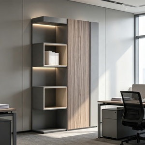 Armadio <span class=keywords><strong>da</strong></span> <span class=keywords><strong>Ufficio</strong></span> Modulare Sostenibile Moderno Grigio, Estetica Minimalista Calda, Armadio <span class=keywords><strong>da</strong></span> <span class=keywords><strong>Ufficio</strong></span> Moderno in Legno Grigio con LED - Product Image 2