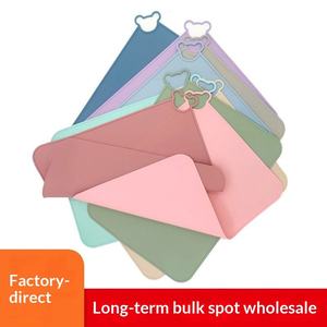 Rectangular Silicone <b>Placemat</b> Portable Foldable Hanging Holes Drainage Easy Store for Students' Tableware Modern Simple Design - Product Image 2