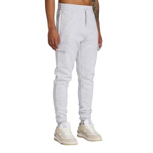 Pantalon de survêtement Cargo à coupe décontractée gris chiné ns avec taille élastique, double poches latérales et tissu polaire doux et confortable - Product Image 3