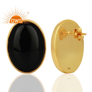 Hot Selling Sterling Silver Natural Black Onyx Gemstone <b>Stud</b> <b>Earring</b> Custom Jewelry Manufacturer - Product Image 4