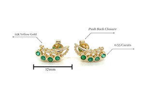 Pendientes de Botón de Aleación Chapados en Oro Amarillo de 18k Vintage, Diamante Verde Natural Tallado, Joyería de Moda para Mujer, IGI - Product Image 5