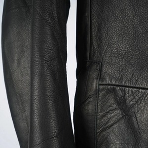 Mens Gothic Sheep Leather Canvas Waterproof Windproof Jacket Adjustable Waist <b>Genuine</b> Leather Biker Outwear - Product Image 5