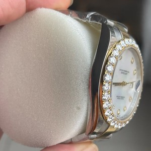 Montre mécanique automatique personnalisée à deux tons, glacée, blanche, en acier inoxydable de luxe, analogique, avec cristal saphir, mode masculine - Product Image 3