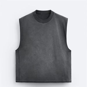 2025 <b>Top</b> Quality Heavyweight Muscle Gym Vest T-shirts <b>Men</b> Custom Black <b>Cropped</b> Boxy Fit Sleeveless Tank <b>Tops</b> For <b>men</b> - Product Image 1