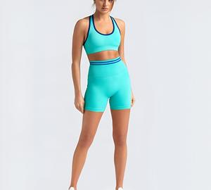 Conjunto Deportivo de Dos Piezas para Mujer, Ropa de Gimnasio de Alta Moda, Conjunto de Yoga sin Costuras de Talla Grande con Sujetador y Pantalones Cortos - Product Image 4