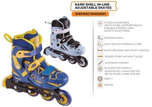 Patins à roulettes pour enfants à coque rigide avec cadre en aluminium, roulements ABEC-7 réglables, poids maximal de l'utilisateur 100 kg, durables - Product Image 2