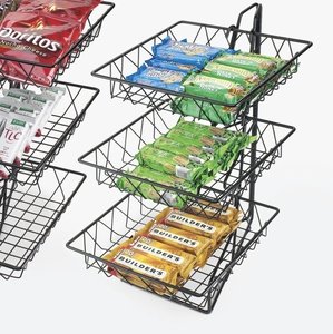 Paniers de rangement de cuisine durables empilables écologiques à 3 niveaux en maille rectangulaire pour fruits, légumes et collations - Product Image 1