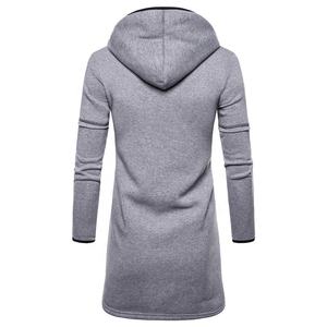 Sudadera con capucha abierta informal unisex bolsillos grandes largo color sólido alto poliéster/algodón calle pulóver abrigo largo chaqueta polar - Product Image 6