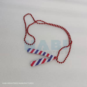 Collier chaîne en acier inoxydable avec design imprimé personnalisé, forme de lame de rasoir professionnelle, réutilisable, durable, de haute qualité - Product Image 3