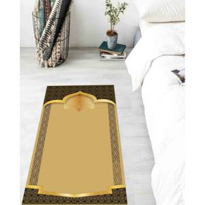 <b>Gold</b> Islamic Prayer Rug: Elegant Muslim Worship Printed Rug,Nonwoven Thin Rug - Product Image 4