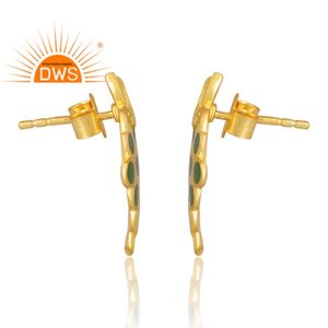 Nuevo diseño de patrón Plata de Ley 18K chapado en oro esmalte pendiente Demi joyería fina para mujer regalo para ella - Product Image 4