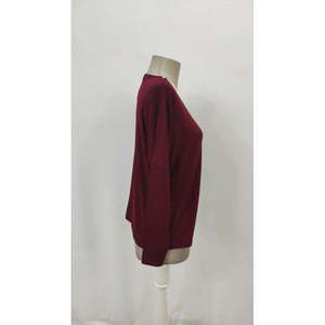 Blusa de viscosa de manga larga con cuello en V y manga murciélago para mujer, 26845 - Borgoña - Product Image 5
