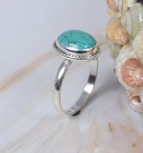 ทองแดงสีฟ้าเทอร์ควอยซ์ 925 เงินสเตอร์ลิงทรงกลมแหวนพลอยเดือนธันวาคม Birthstone วงแหวนที่เรียบง่ายของขวัญสําหรับวันครบรอบ - Product Image 3