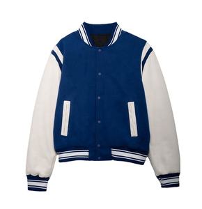 Transpirable bordado mangas de cuero lana invierno High Street Style Letterman Varsity CollegeBaseballjacket para hombres - Product Image 1