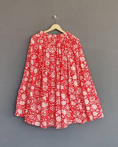 Falda de algodón con estampado de bloques hecha a mano para mujer, tela transpirable con estampado Floral, uso diario cómodo con cintura Natural - Product Image 4