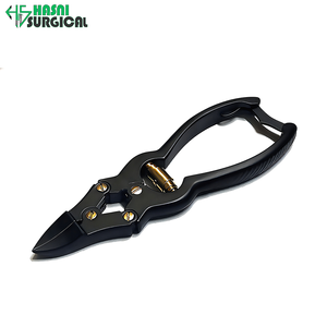 Pince à ongles de pied antifongique double action en acier inoxydable, droite, tranchante, durable, noire, avec ressort doré, instruments de dermatologie - Product Image 2