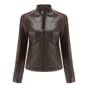 2025 nouvelles femmes automne Faux cuir Corset veste col rabattu manches longues taille haute fermetures à glissière court manteau en cuir PU - Product Image 6