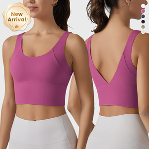 Soutien-gorge de sport pour femme, personnalisable, vente en gros usine, avec fermeture arrière réglable à crochets, sans coutures, haut de sport à maintien élevé pour le yoga - Product Image 5