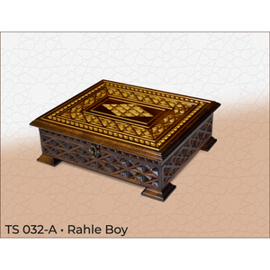 TS032 Boîte à Coran en bois de taille pupitre, sculptée, décorative, de rangement, avec couleurs Noyer-Châtaigne, 28cm - Product Image 6