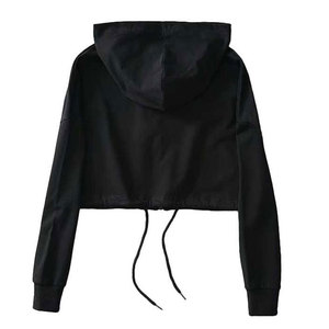 2025 nueva llegada logotipo personalizado bordado transpirable 100% algodón orgánico Sudadera con capucha corta para mujeres con diseño de cremallera Puff impresión - Product Image 3