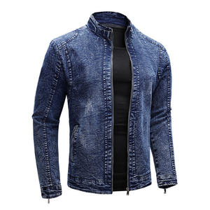 Best Seller Men Denim Jacket Refined High Street Washed Motorcycle Stand Collar Casual Jean Jacket for Men - Product Image 5