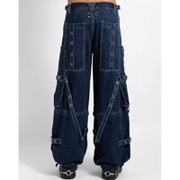 Pantalon cargo gothique pour femme avec bretelles, pantalon en jean punk emo avec chaînes, 2026