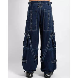 Pantalones Cargo Góticos para Mujer con Tirantes, Pantalones Vaqueros Punk Emo con Cremallera Desmontable y Cadenas 2026 - Product Image 3