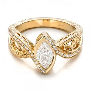 Золотые ювелирные изделия 18 карат 1ct круглой огранки лабораторные бриллиантовые женские ювелирные изделия роскошное обручальное кольцо стиль
